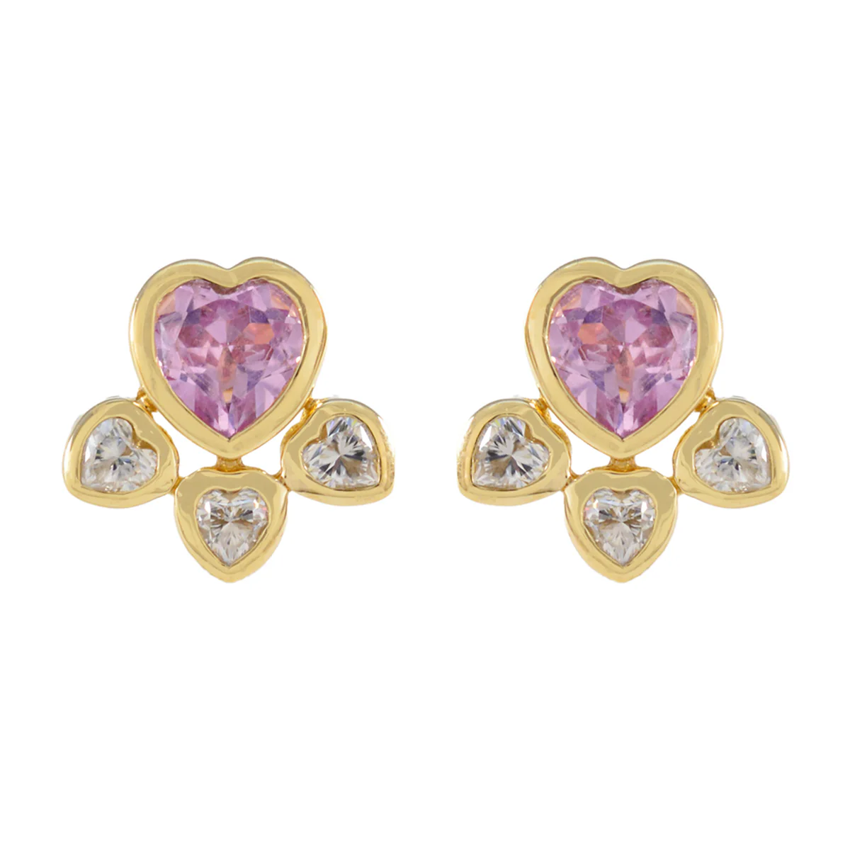 Pink CZ American Mei multiple Stud Pink 92.5 Silver Earring