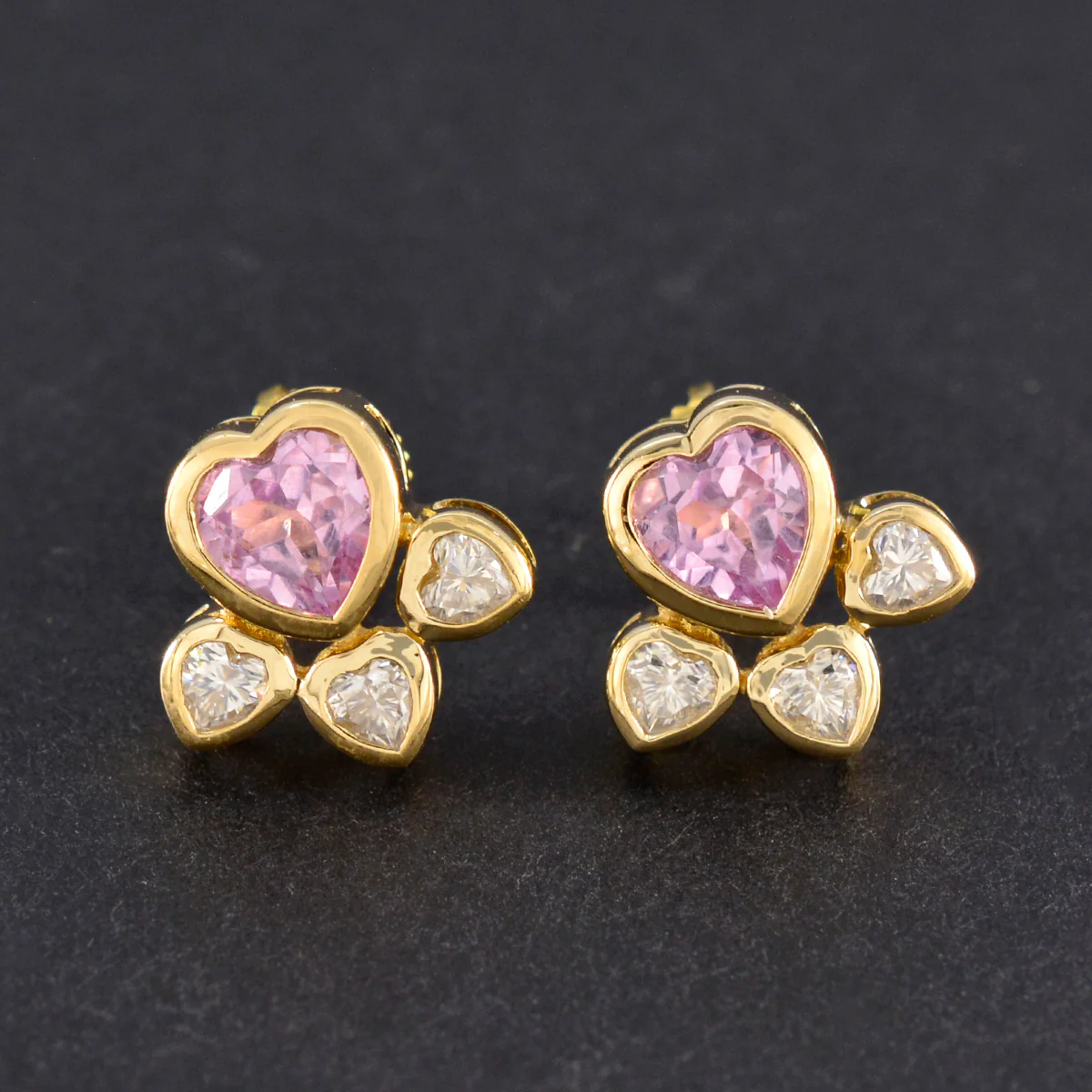 Pink CZ American Mei multiple Stud Pink 92.5 Silver Earring - Image 4