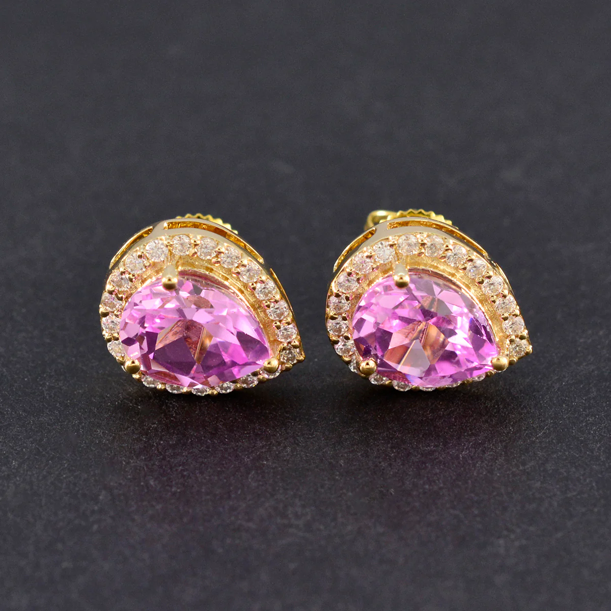 Pink CZ American Micaela multiple Stud Pink Sterling Silver Earring - Image 4