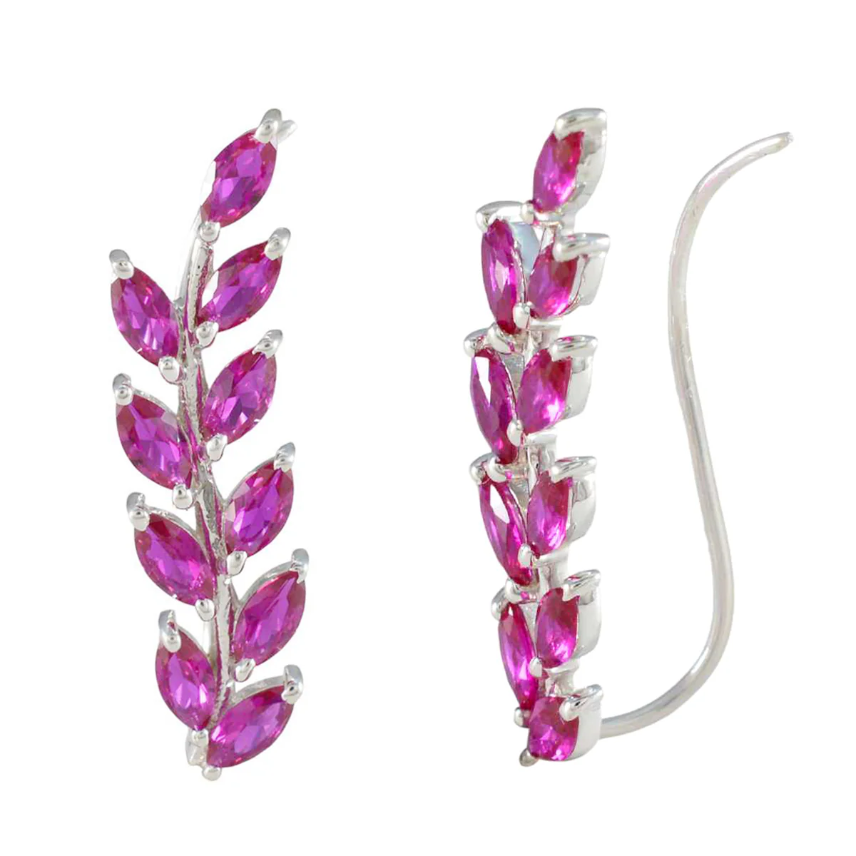 Pink CZ Japanese Scarlett multiple Dangle Pink 925 Silver Earring - Image 3