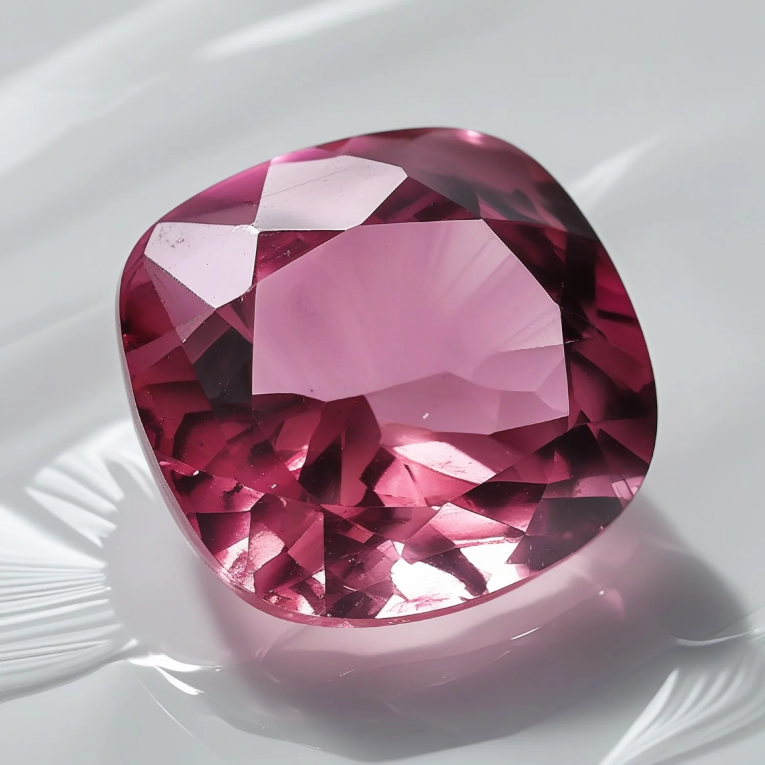 Pink Tourmaline 1PC Chunky 16x16 MM Cushion Faceted Pink Pure Semi Precious Loose Gems - Image 2