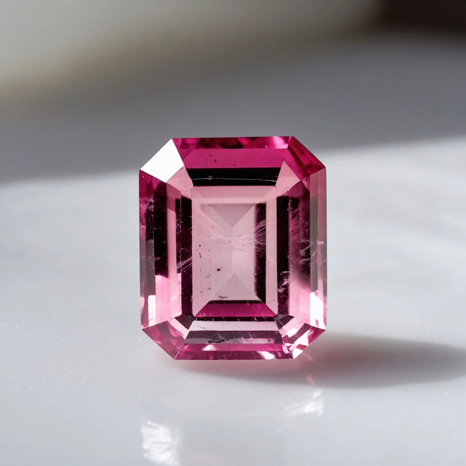 Pink Tourmaline 1PC Medium 7x10 MM Emerald Faceted Pink Sparkling Semi Precious Gems - Image 2