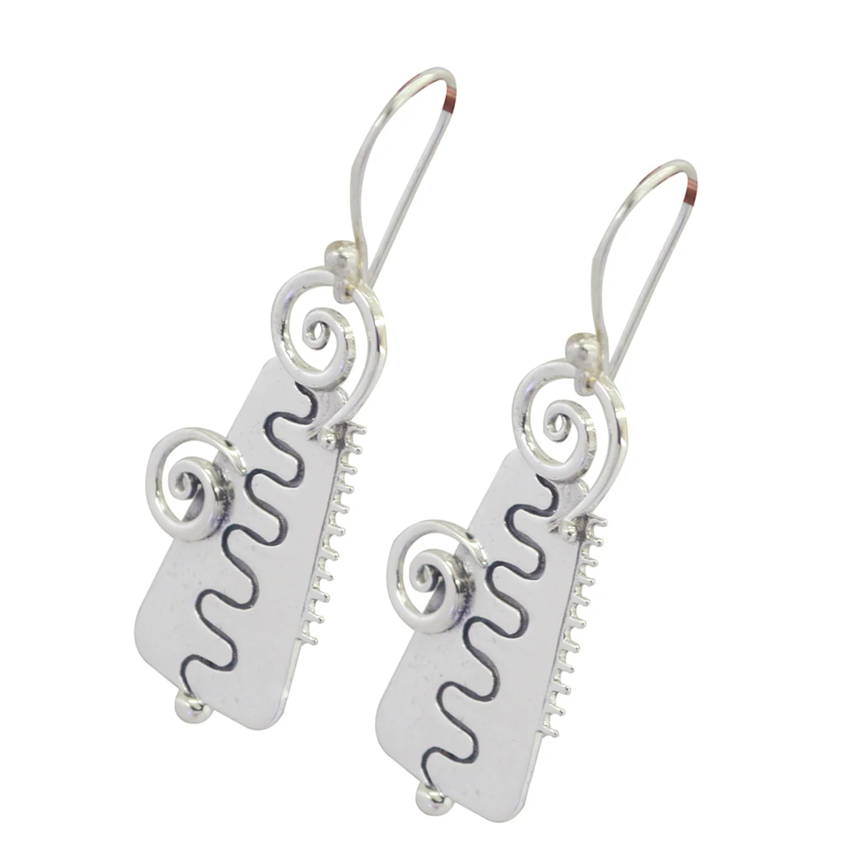Plain Korean Florencia plain Dangle Gray 925 Silver Earring - Image 2