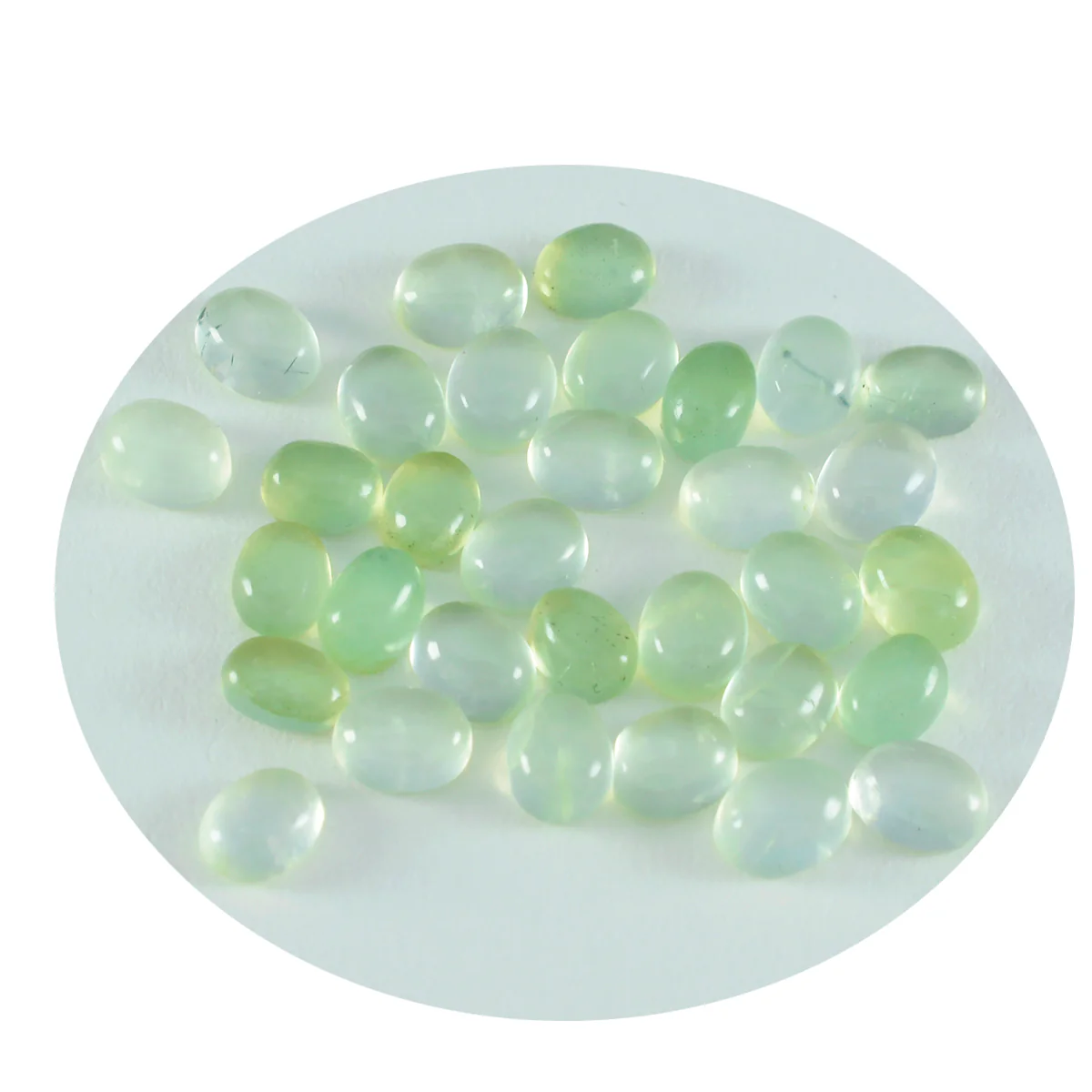 Prehnite 10PC Tiny 4x6 MM Oval Cabochon Green Lustrous semi Precious Semi Precious Gemstone - Image 2