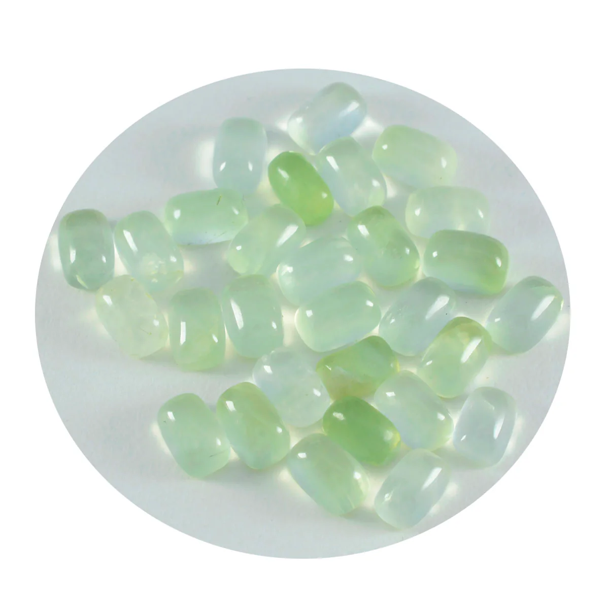 Prehnite 1PC Small 6x8 MM Emerald Cabochon Green Polished semi Precious Loose Gemstones