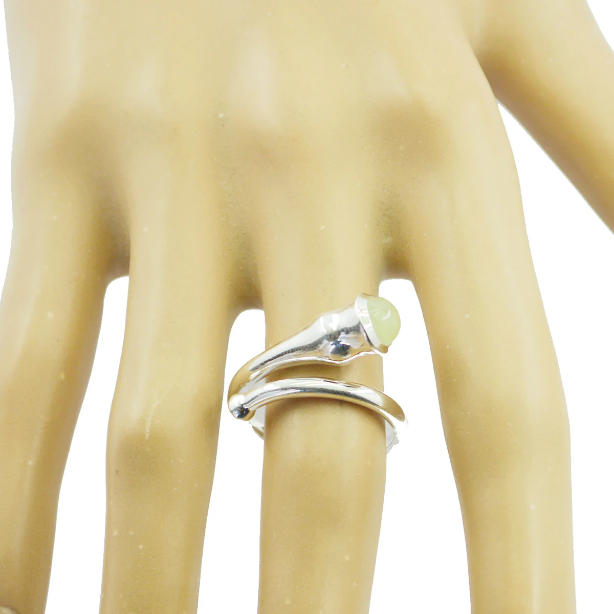 Prehnite Solitaire African 92.5 Silver Green Gemstone Mid-weight Modern Ring Jewelry - Image 2