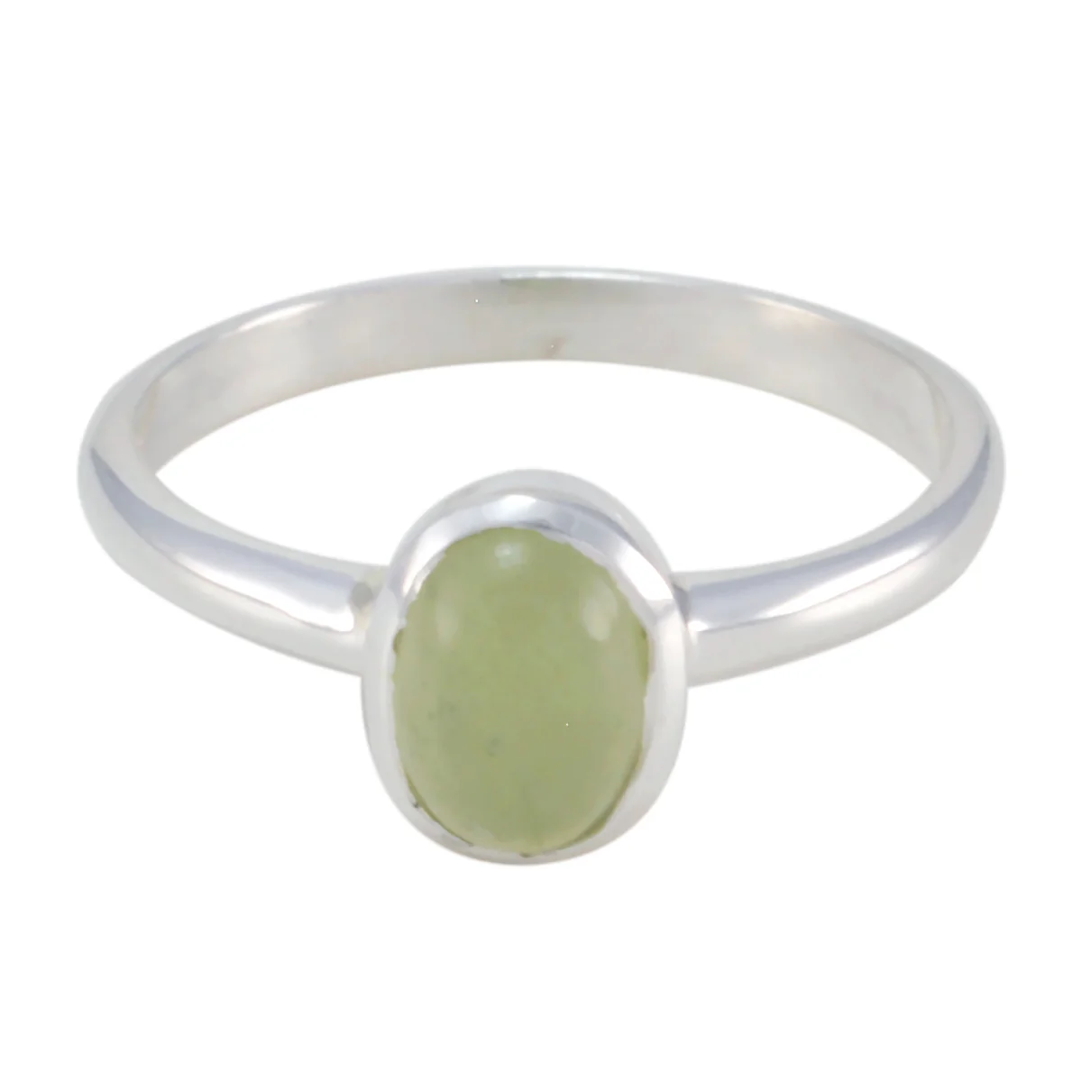 Prehnite Solitaire American Silver Green Gems Delicate Romantic Ring Jewelry - Image 3