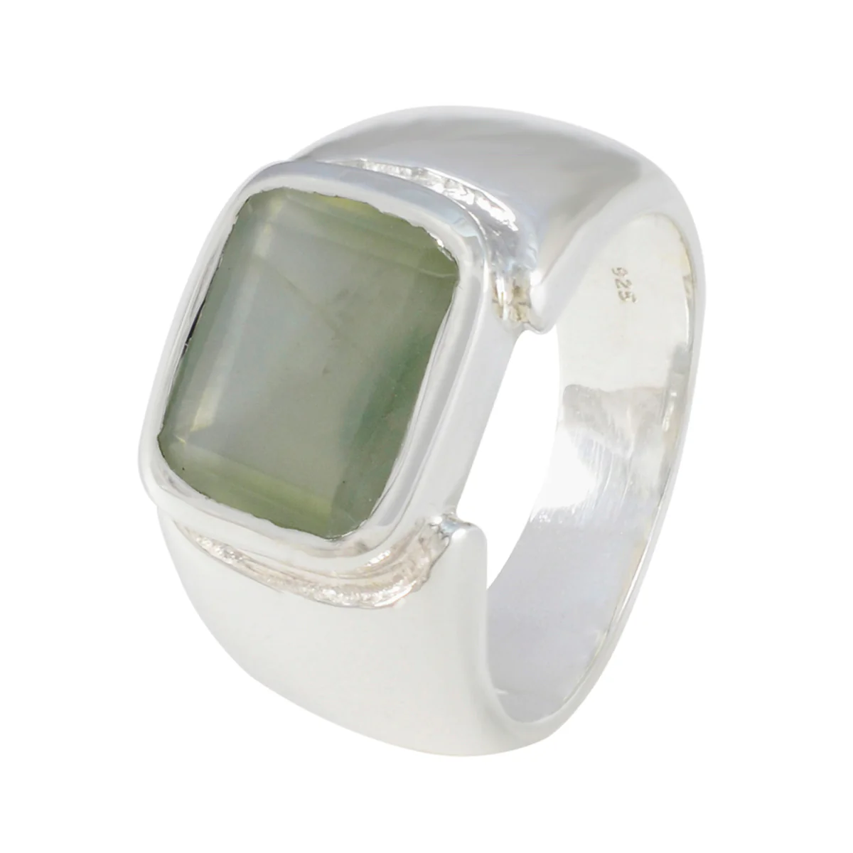 Prehnite Solitaire Egyptian Silver Green Gemstones Essential Modern Ring Jewelry - Image 2
