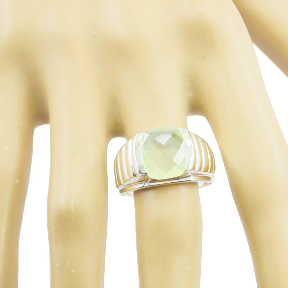 Prehnite Solitaire Indian Sterling Silver Green Gems Versatile Signet Ring Jewellery - Image 2