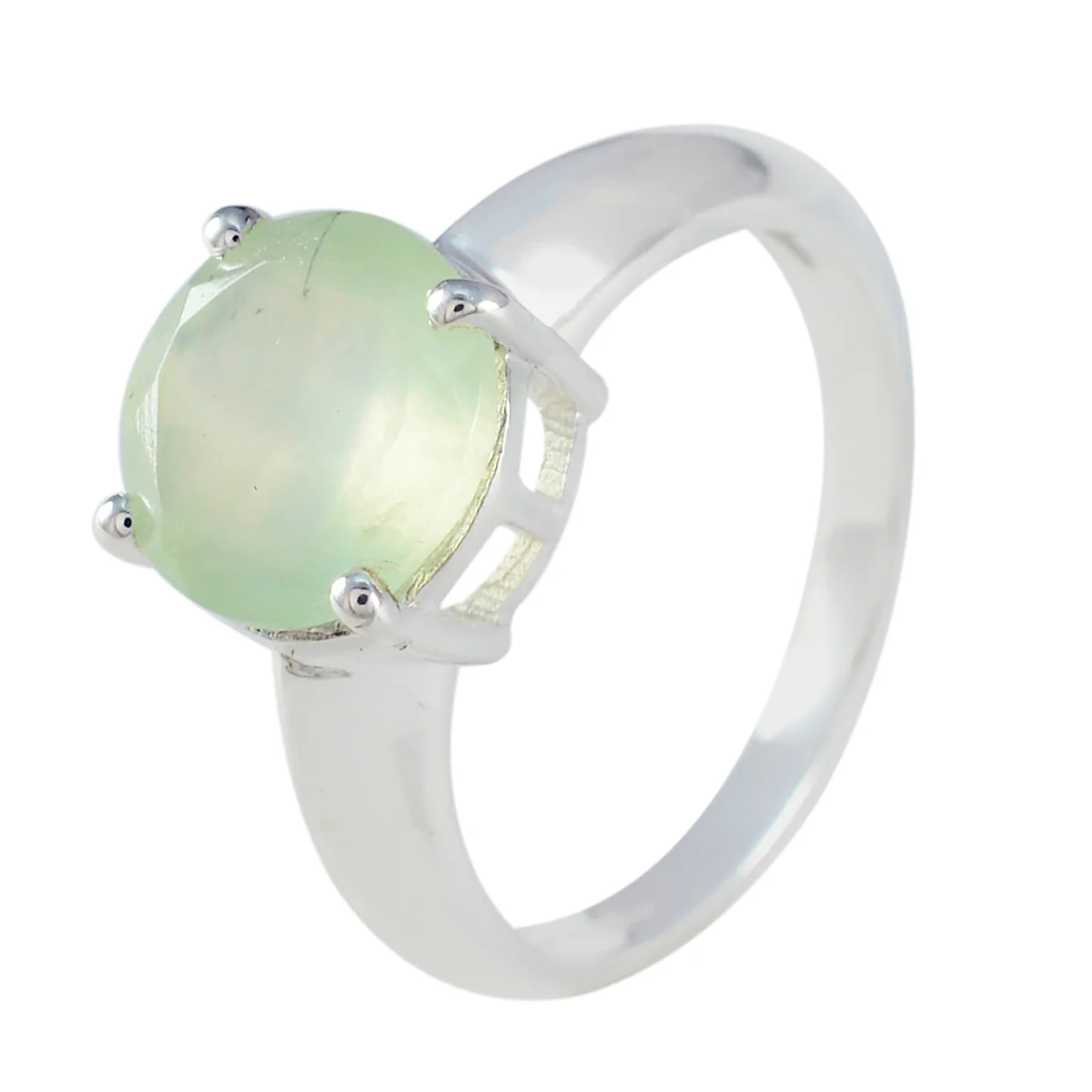 Prehnite Solitaire Moroccan 925 Sterling Silver Green Gems Tiny Contemporary Ring Jewellery - Image 2