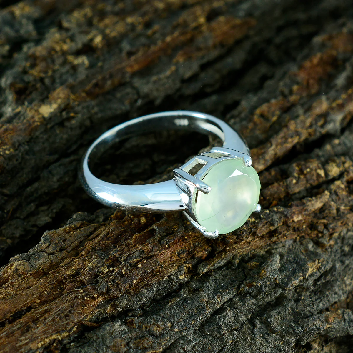 Prehnite Solitaire Moroccan 925 Sterling Silver Green Gems Tiny Contemporary Ring Jewellery - Image 3