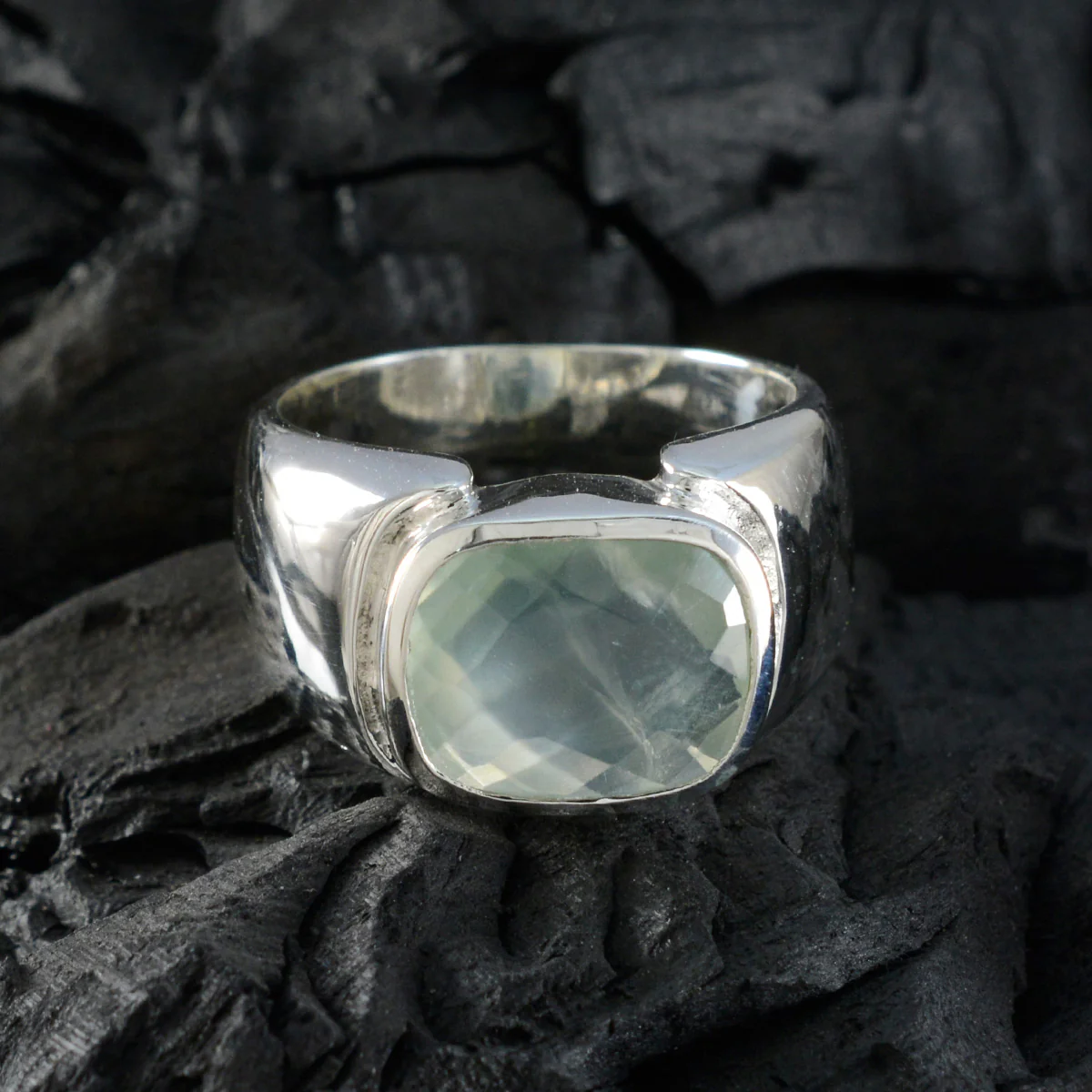Prehnite Solitaire Moroccan 925 Sterling Silver Green Gemstone Essential Trendy Ring Jewellery - Image 4
