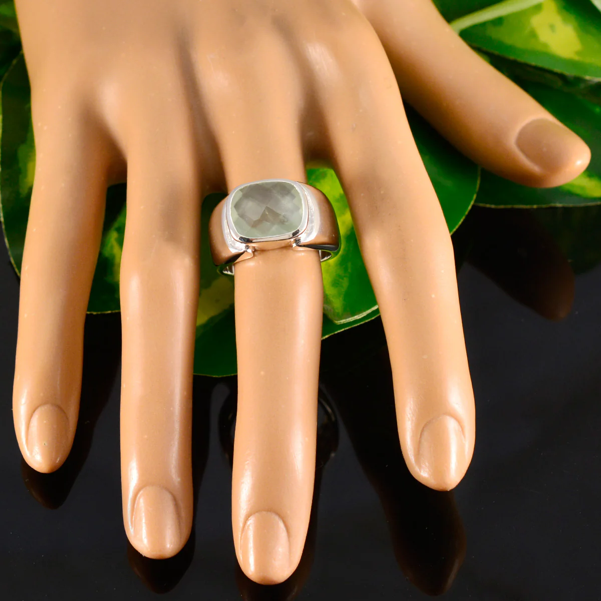 Prehnite Solitaire Moroccan 925 Sterling Silver Green Gemstone Essential Trendy Ring Jewellery - Image 5