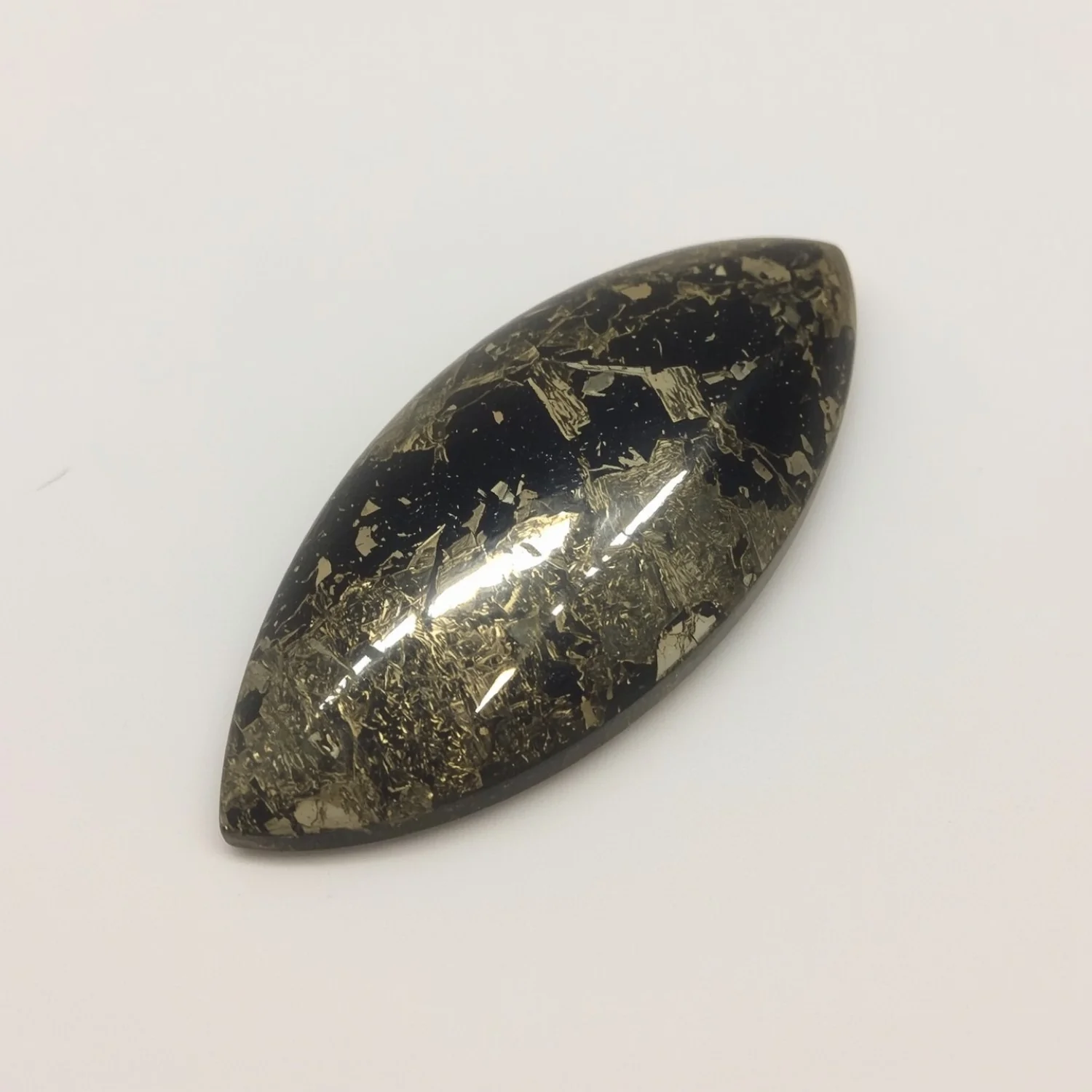 Pyrite 1PC Small 5x10 MM Marquise Cabochon Gray Brilliant semi Precious Loose Gemstones