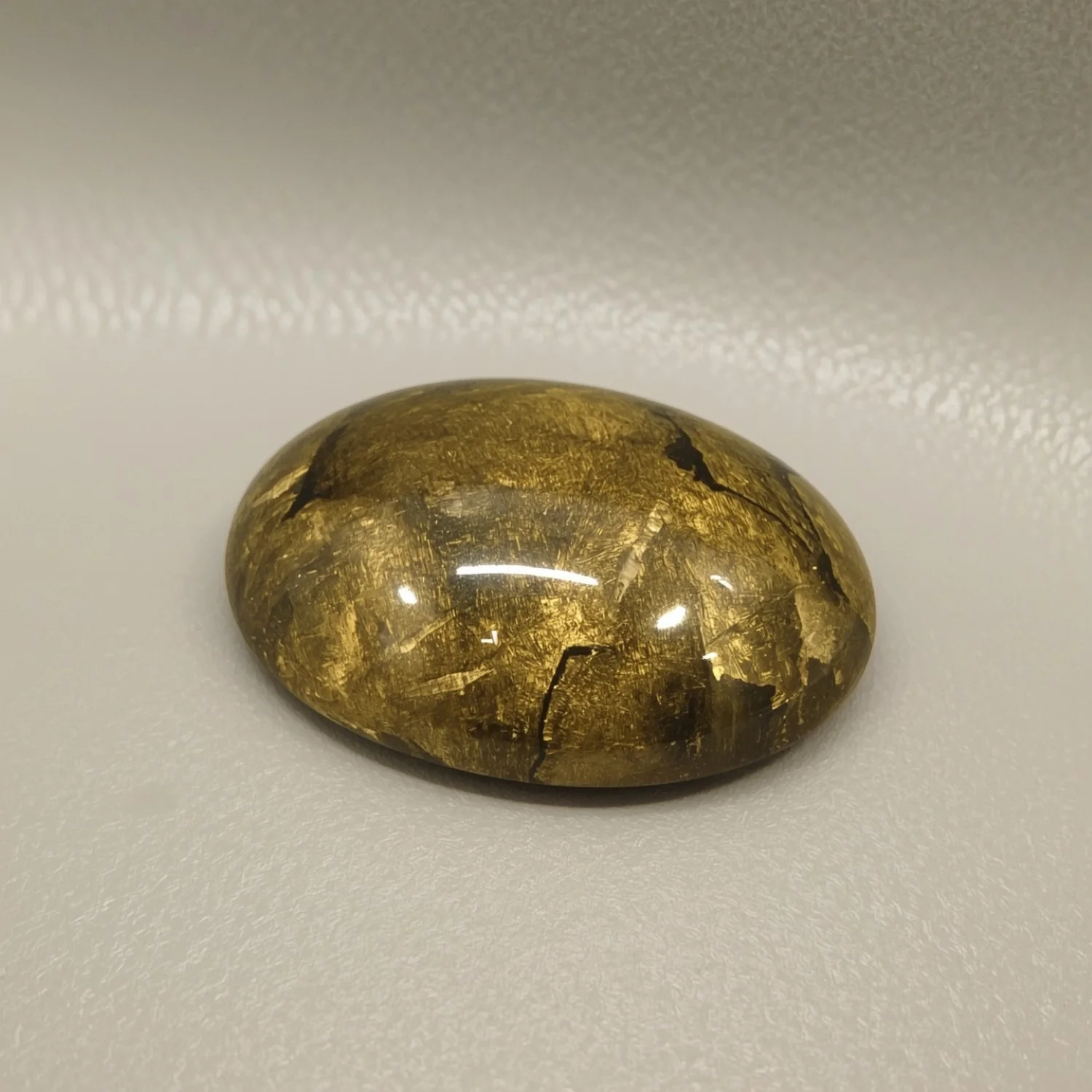 Pyrite 1PC Small 6x8 MM Oval Cabochon Gray Luster semi Precious Precious Gemstone - Image 2