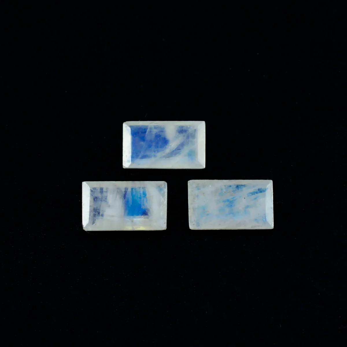 Rainbow Moonstone 10PC Tiny 2x4 MM Baguette Faceted White Luster Semi Precious Loose Gemstones