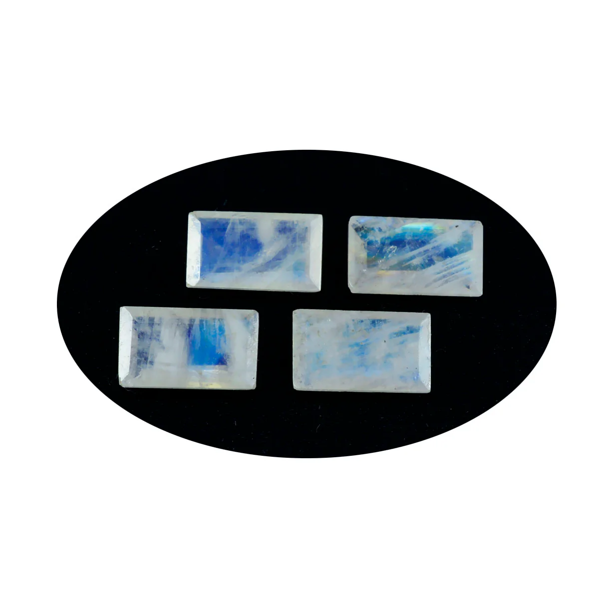 Rainbow Moonstone 10PC Tiny 2x4 MM Baguette Faceted White Luster Semi Precious Loose Gemstones - Image 2