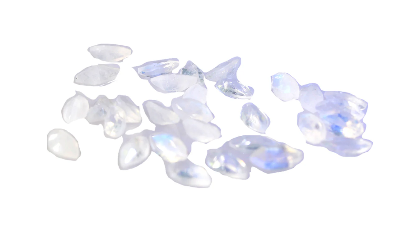Rainbow Moonstone 10PC Tiny 2x4 MM Marquise Faceted White Pure Semi Precious Loose Gems - Image 2