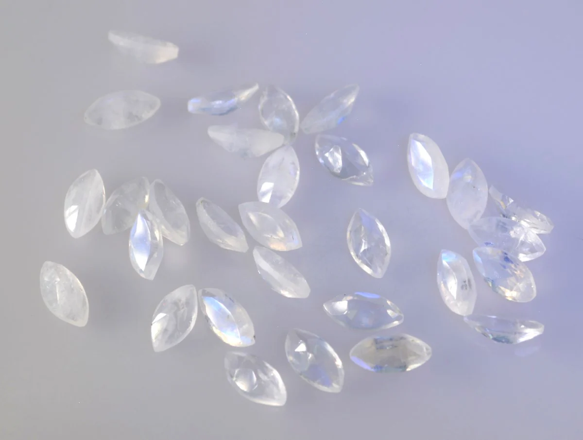 Rainbow Moonstone 10PC Tiny 2x4 MM Marquise Faceted White Pure Semi Precious Loose Gems - Image 4