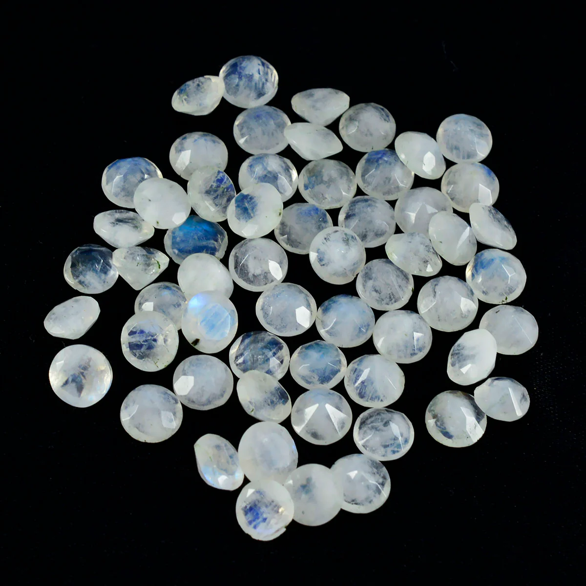 Rainbow Moonstone 10PC Tiny 3x3 MM Round Faceted White Fiery Semi Precious Loose Gemstone - Image 3