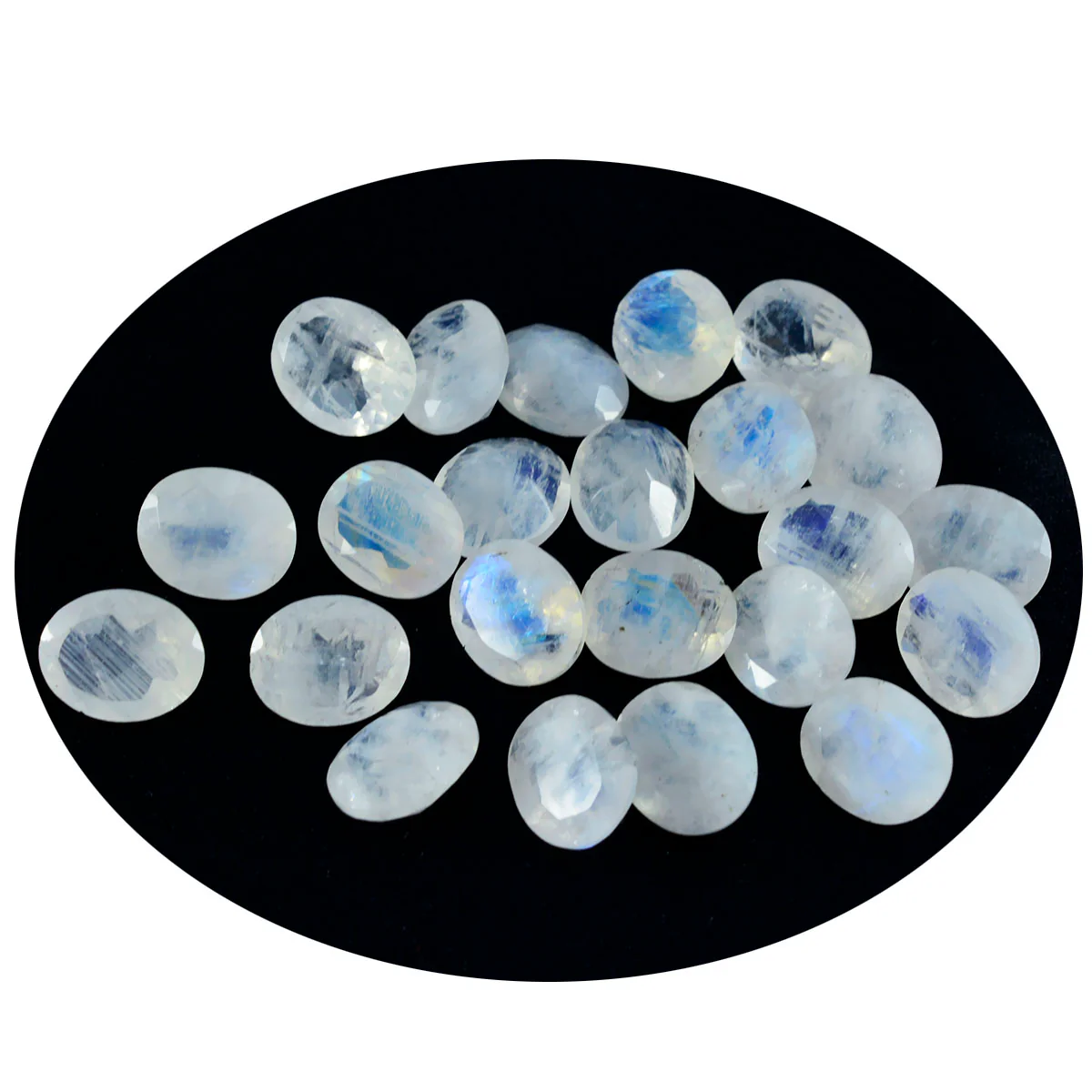 Rainbow Moonstone 10PC Tiny 3x5 MM Oval Faceted White Pure Semi Precious Loose Gems - Image 2