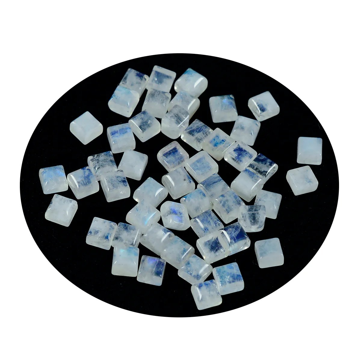 Rainbow Moonstone 10PC Tiny 4x4 MM Square Cabochon White Luster semi Precious Precious Gemstone - Image 2