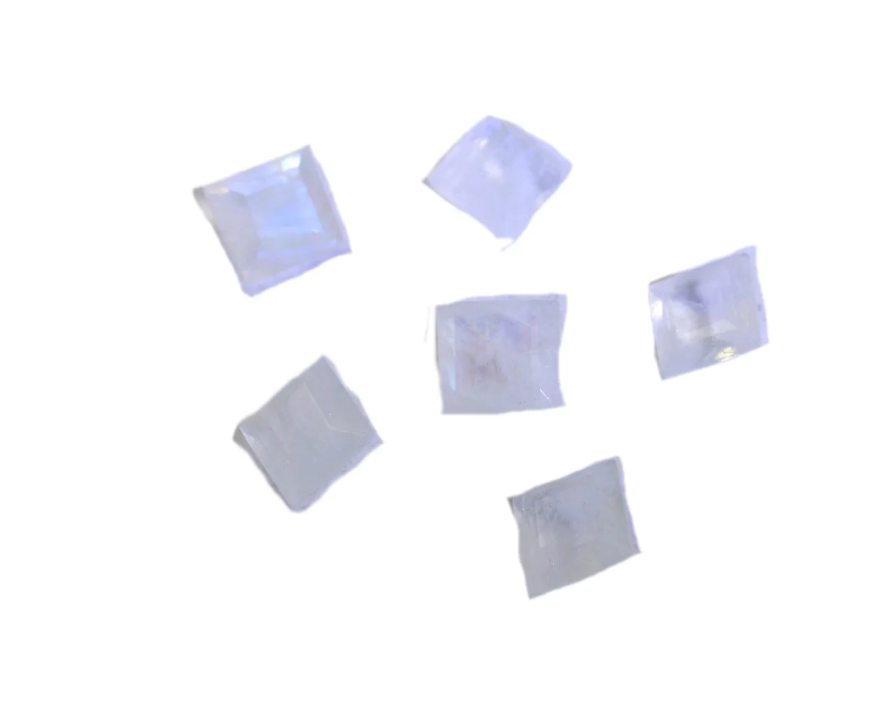 Rainbow Moonstone 10PC Tiny 4x4 MM Square Faceted White Brilliant Semi Precious Loose Gemstones - Image 3