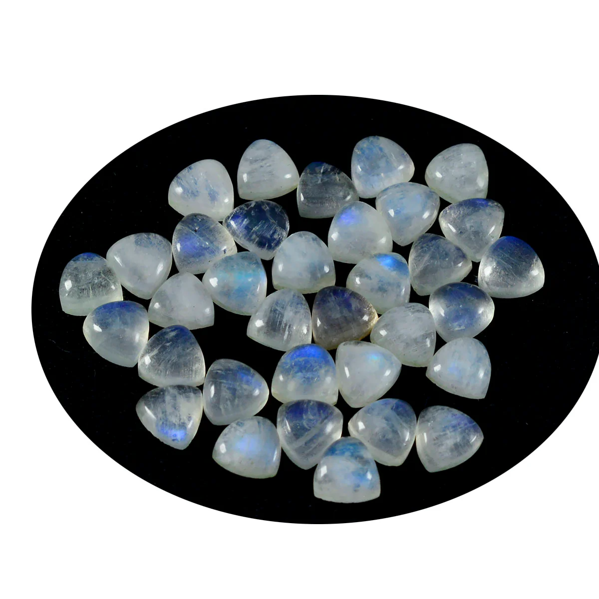 Rainbow Moonstone 10PC Tiny 4x4 MM Triangle Cabochon White Fiery semi Precious Loose Gemstone - Image 2