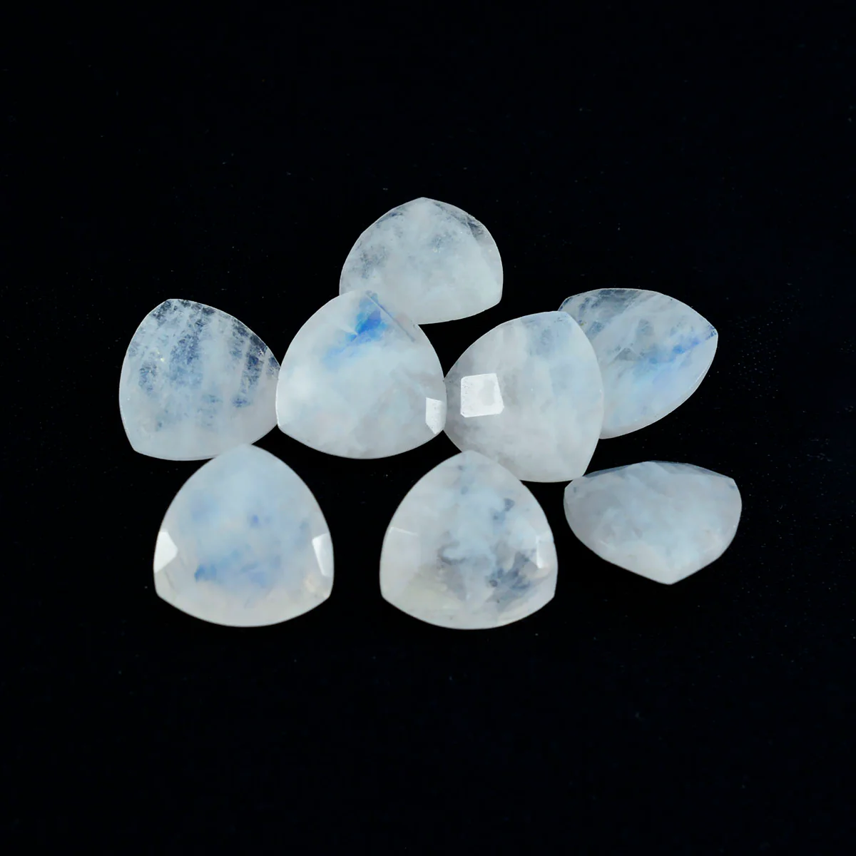 Rainbow Moonstone 10PC Tiny 4x4 MM Triangle Faceted White Brilliant Semi Precious Loose Gemstones - Image 4