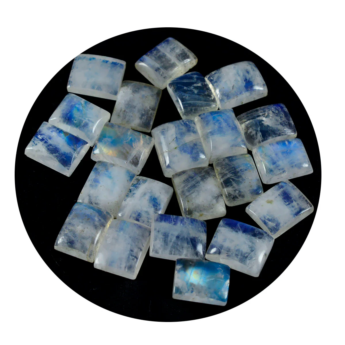 Rainbow Moonstone 10PC Tiny 4x6 MM Emerald Cabochon White High-Quality semi Precious Precious Gemstone - Image 2
