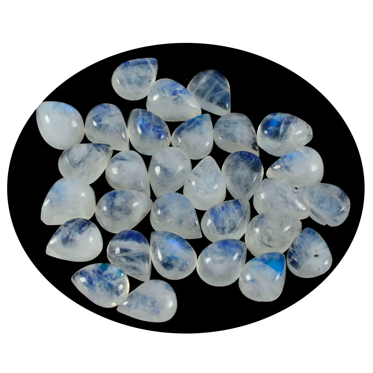 Rainbow Moonstone 10PC Tiny 4x6 MM Pear Cabochon White Luster semi Precious Loose Gems - Image 2