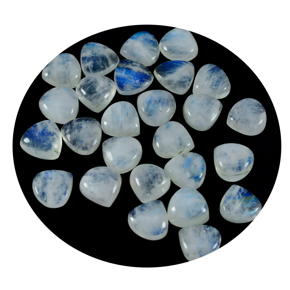 Rainbow Moonstone 10PC Tiny 5x5 MM Heart Cabochon White Natural semi Precious Loose Gemstone - Image 2