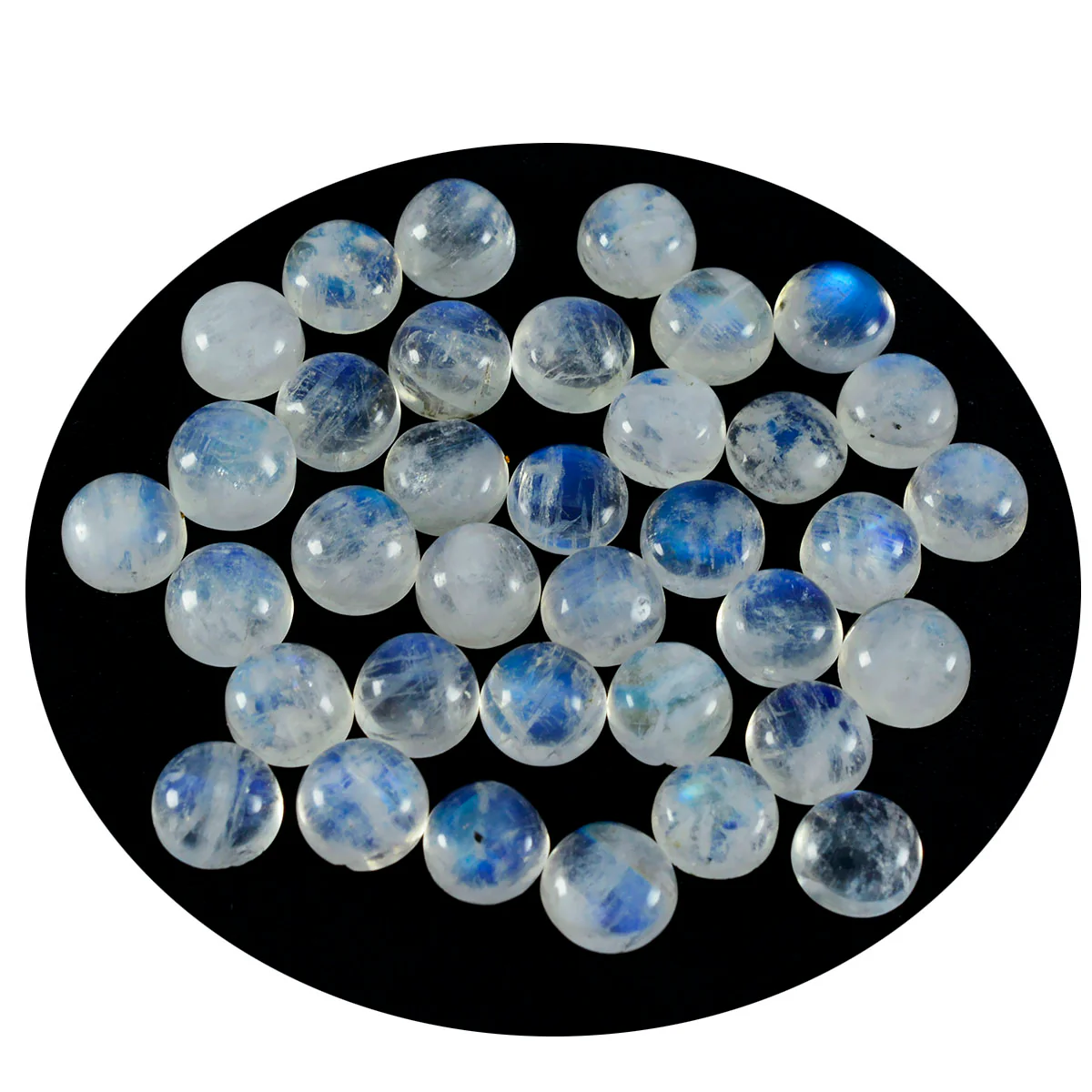 Rainbow Moonstone 10PC Tiny 5x5 MM Round Cabochon White High-Quality semi Precious Loose Gems - Image 2