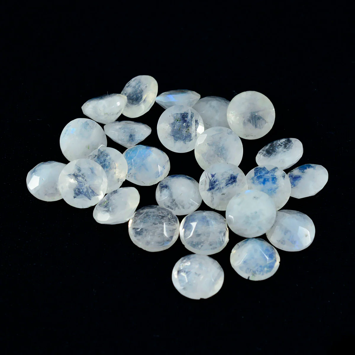 Rainbow Moonstone 10PC Tiny 5x5 MM Round Faceted White Sparkling Semi Precious Gems - Image 4