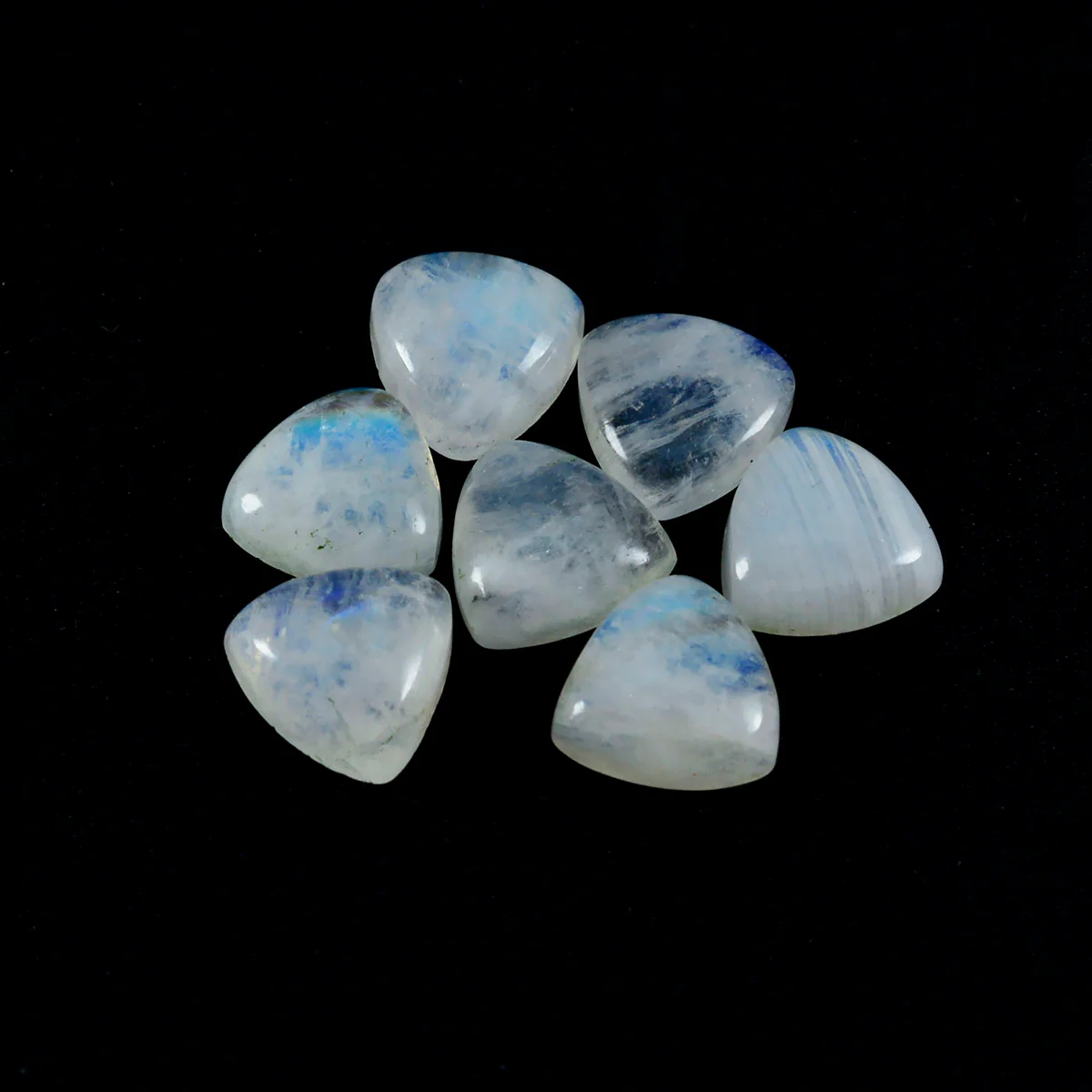 Rainbow Moonstone 10PC Tiny 5x5 MM Triangle Cabochon White Brilliant semi Precious Loose Gemstones - Image 3
