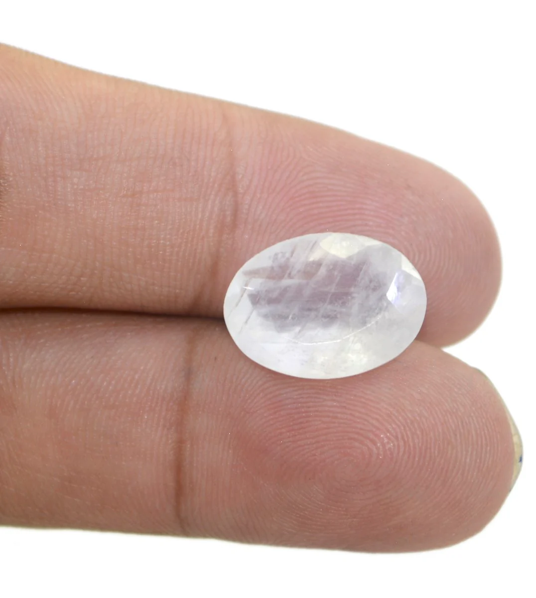 Rainbow Moonstone 1PC Chunky 13x18 MM Oval Faceted White Superior Semi Precious Loose Gemstone - Image 2