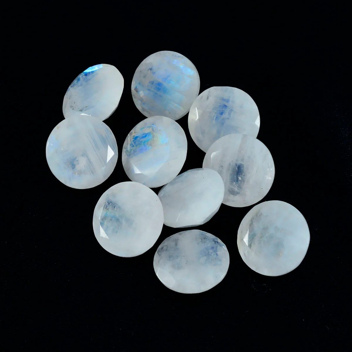 Rainbow Moonstone 1PC Large 10x10 MM Round Faceted White Shine Semi Precious Loose Gems - Image 3