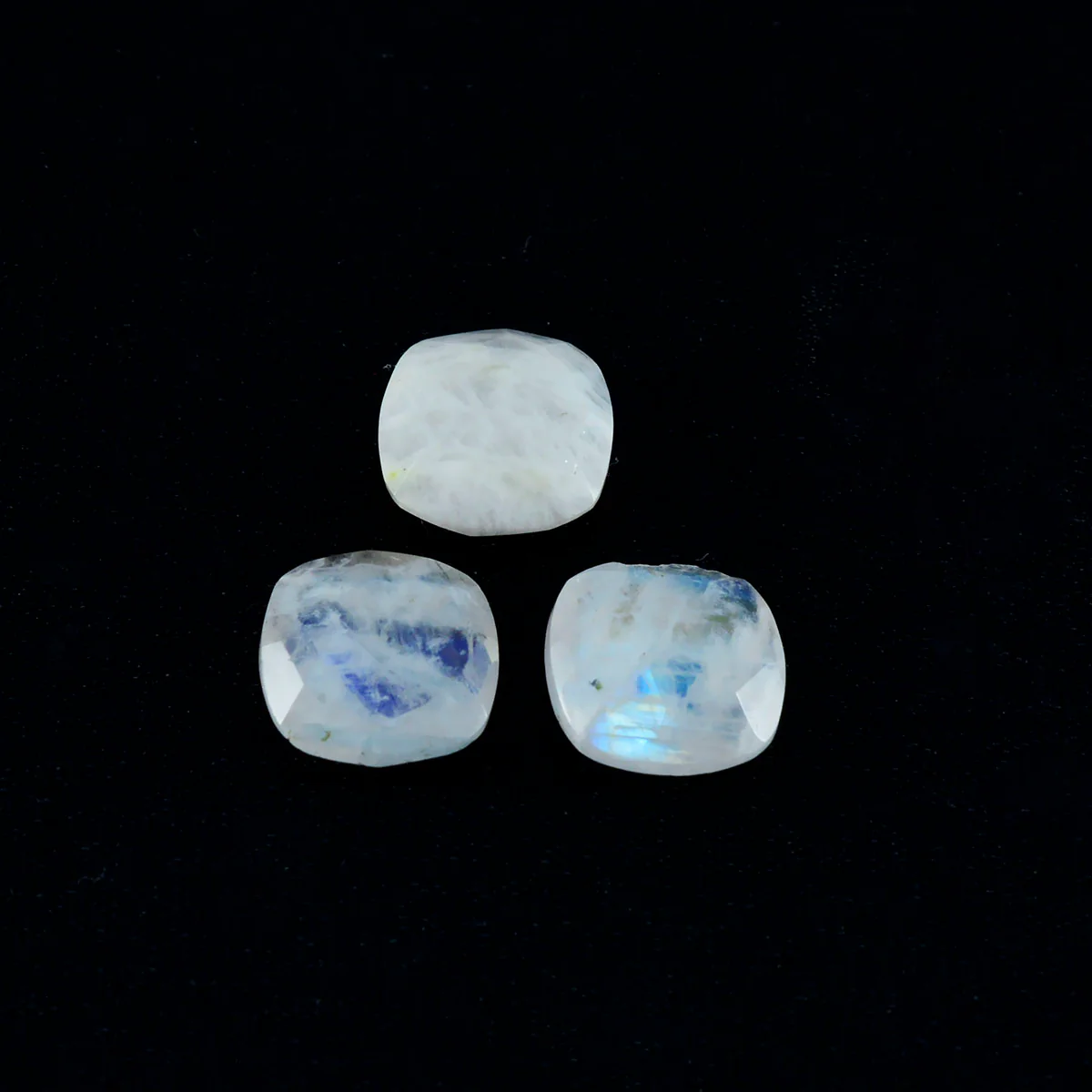 Rainbow Moonstone 1PC Large 11x11 MM Cushion Faceted White Fine Semi Precious Loose Gemstone - Image 2