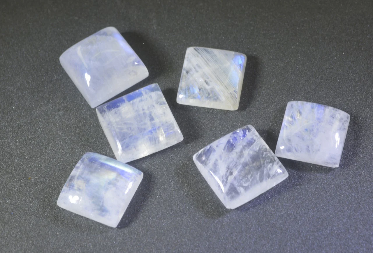 Rainbow Moonstone 1PC Large 11x11 MM Triangle Cabochon White Shine semi Precious Loose Gemstones - Image 4
