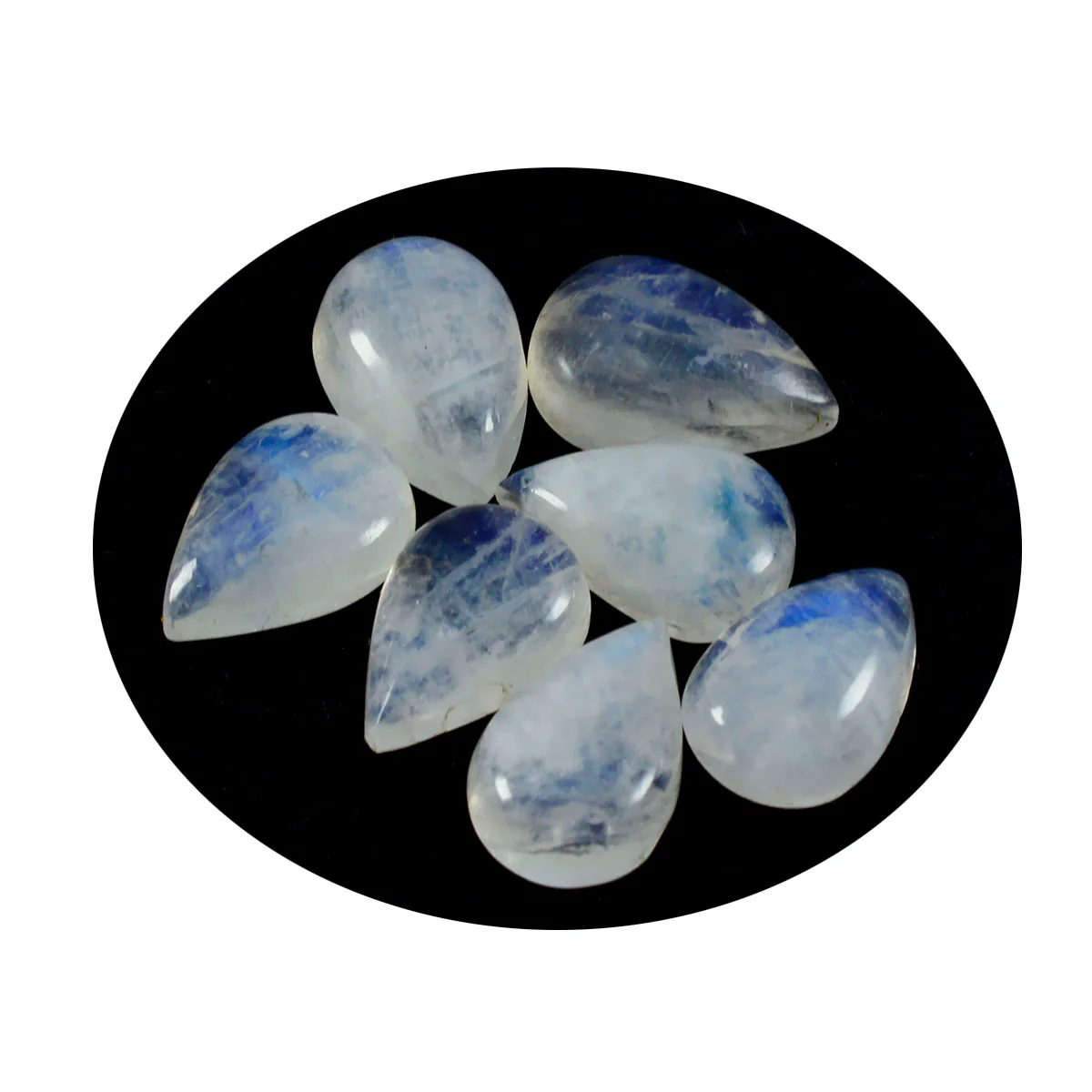Rainbow Moonstone 1PC Large 8x12 MM Pear Cabochon White Pure semi Precious Loose Gemstones - Image 2
