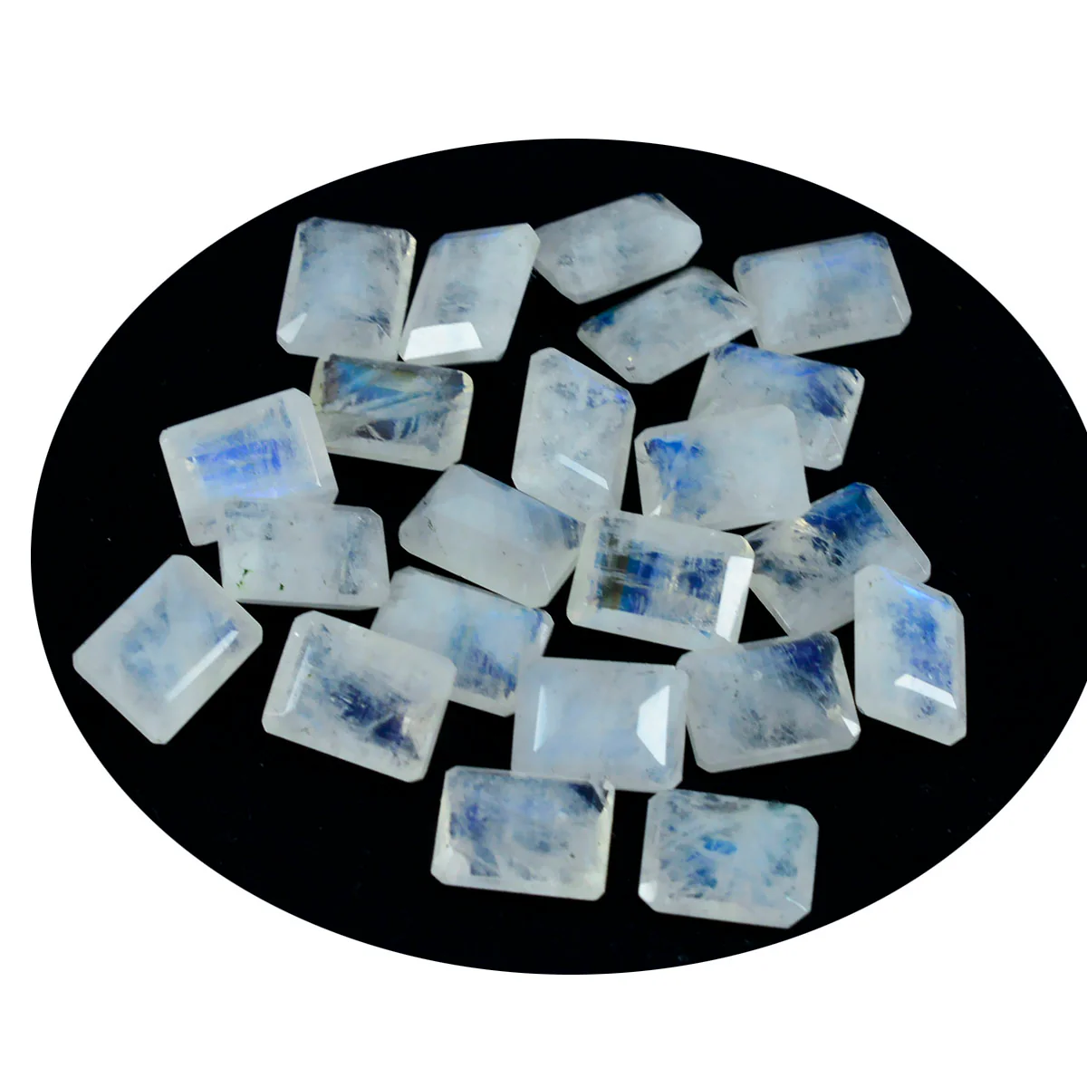 Rainbow Moonstone 1PC Medium 7x10 MM Emerald Faceted White Polished Semi Precious Loose Gemstones - Image 2
