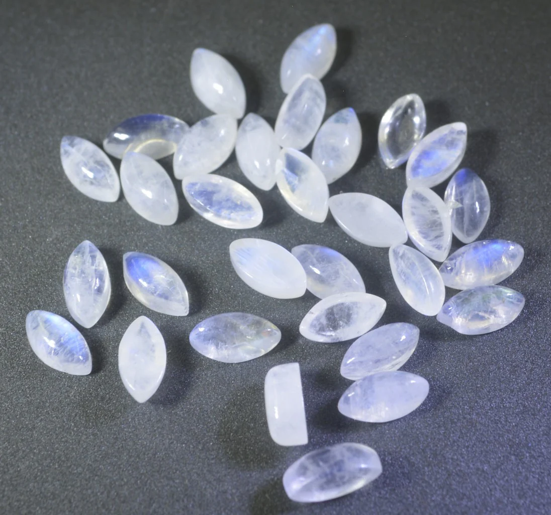 Rainbow Moonstone 1PC Medium 7x14 MM Marquise Cabochon White High-Quality semi Precious Precious Gemstone - Image 3