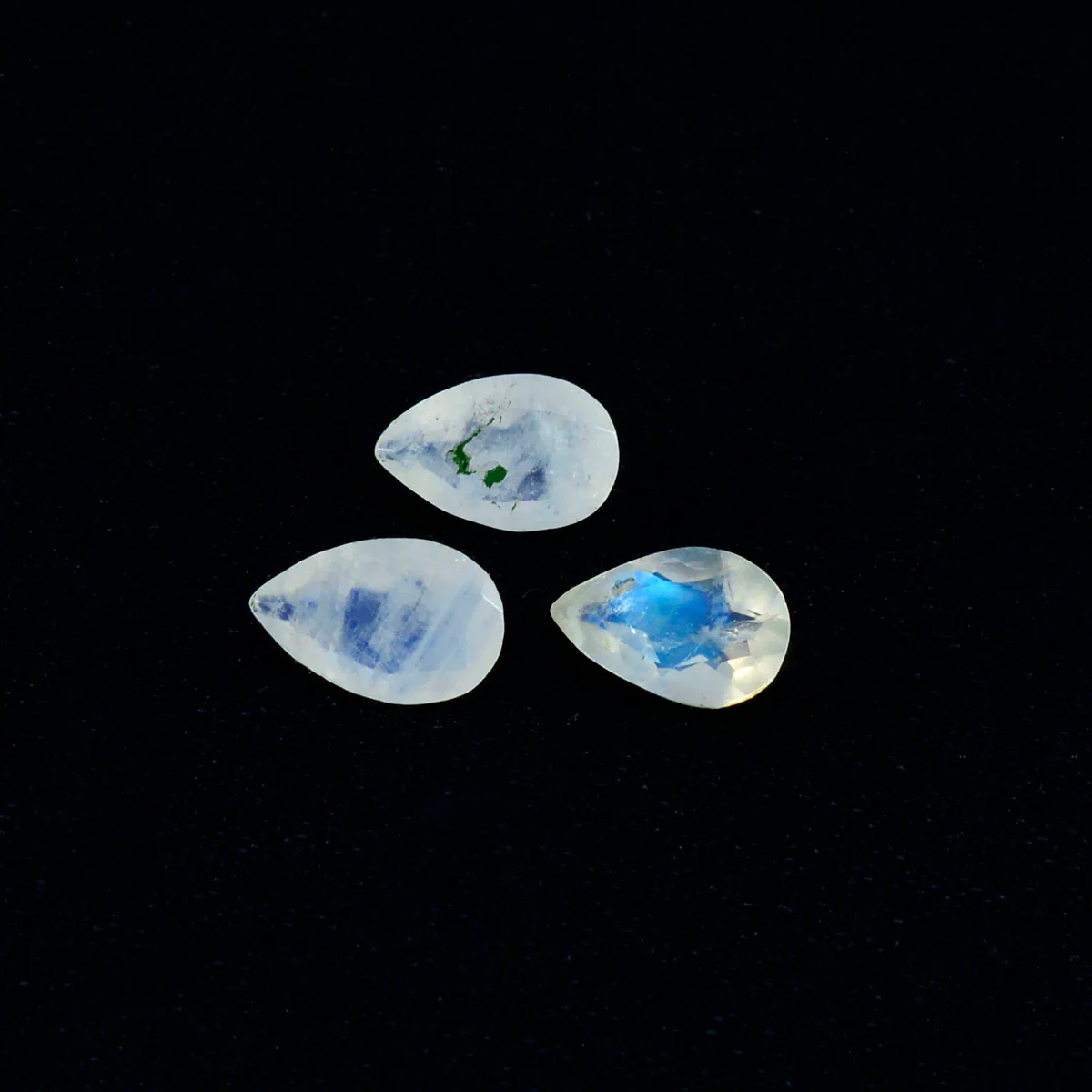 Rainbow Moonstone 1PC Medium 8x10 MM Pear Faceted White Sparkling Semi Precious Loose Gemstone