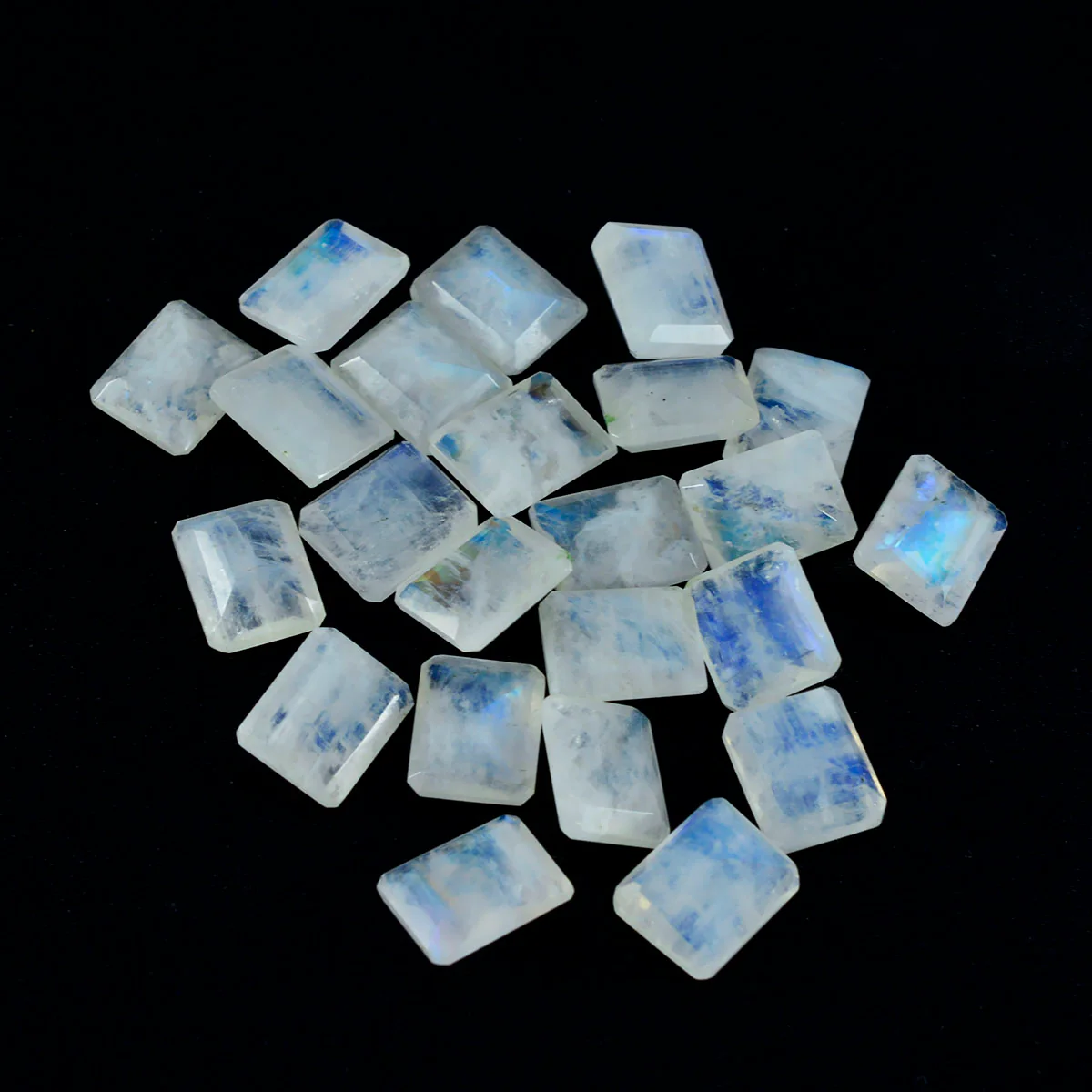 Rainbow Moonstone 1PC Small 6x9 MM Emerald Faceted White Brilliant Semi Precious Loose Gems - Image 2