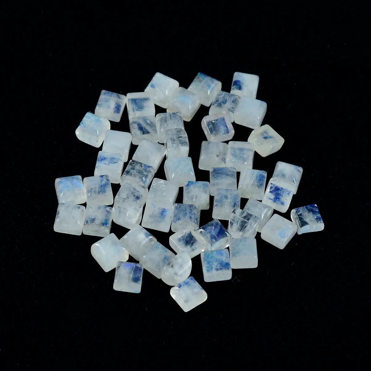 Rainbow Moonstone 1PC Small 7x7 MM Square Cabochon White Fine semi Precious Loose Gemstone - Image 3