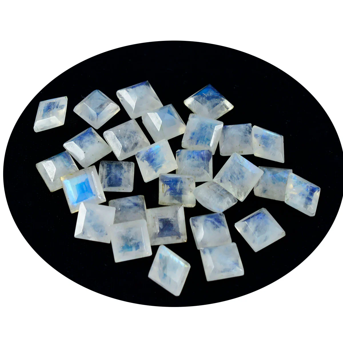 Rainbow Moonstone 1PC Small 7x7 MM Square Faceted White Splendid Semi Precious Loose Gemstone - Image 2