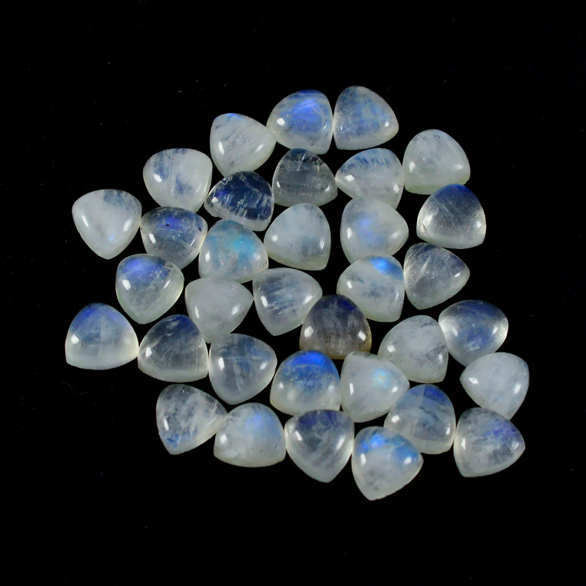 Rainbow Moonstone 1PC Small 7x7 MM Triangle Cabochon White Polished semi Precious Precious Gemstone - Image 4