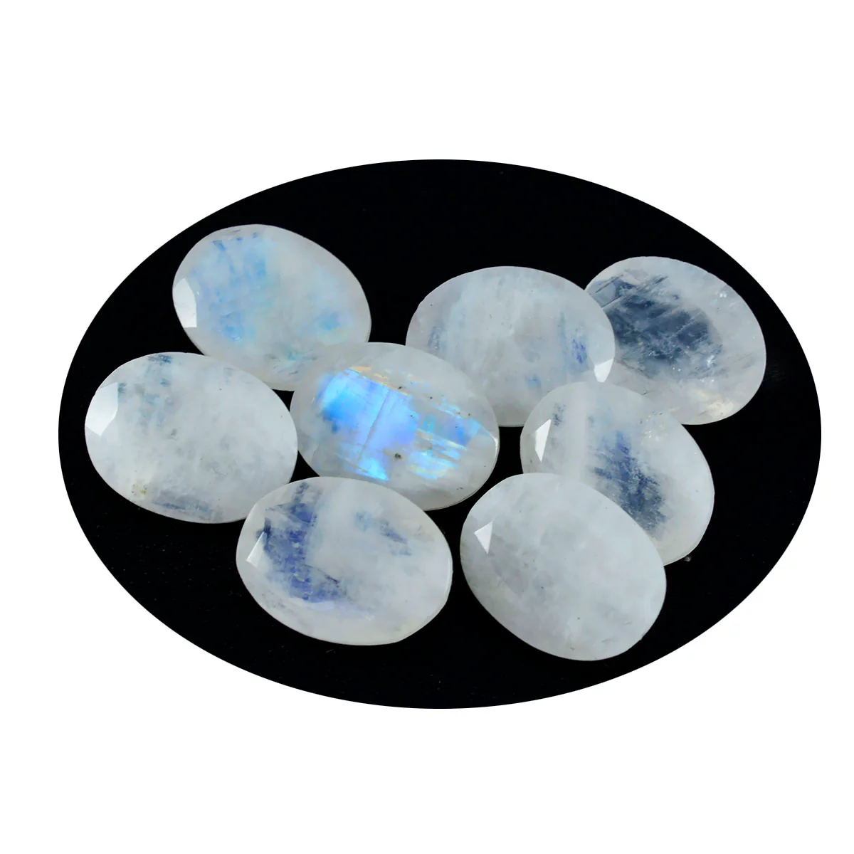 Rainbow Moonstone 1PC Small 7x9 MM Oval Faceted White Splendid Semi Precious Loose Gemstone - Image 2