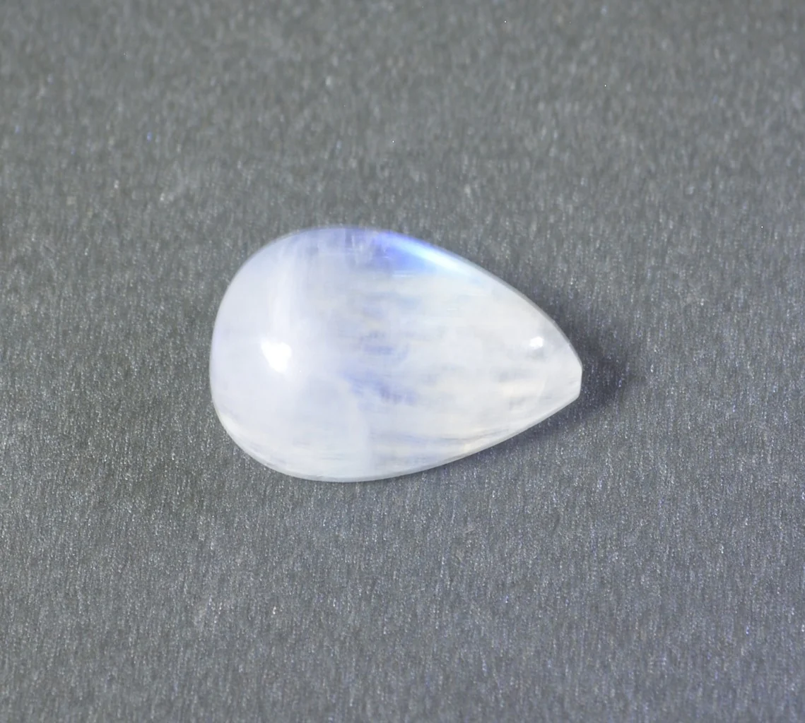 Rainbow Moonstone 1PC Tiny 5x7 MM Pear Cabochon White Lustrous semi Precious Loose Gemstone - Image 3