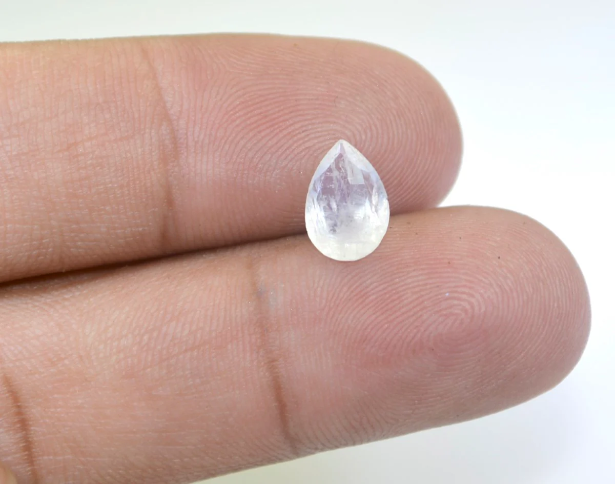 Rainbow Moonstone 1PC Tiny 5x7 MM Pear Faceted White Genuine Semi Precious Loose Gems - Image 3